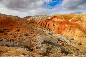 picturesque autumn mountains of the Altai Mountains in September 