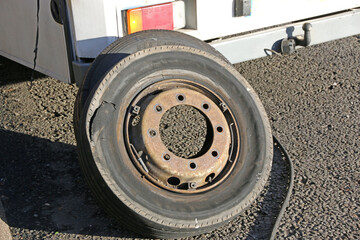  Flat tyre on a motorhome	