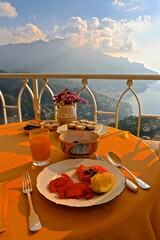 Sea view breakfast in Ravello, Amalfi Coast 