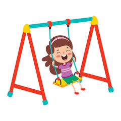 Funny Kid Playing In A Swing