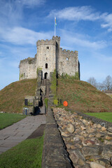 he Norman Keep at Cardiff Castle, South Wales, UK