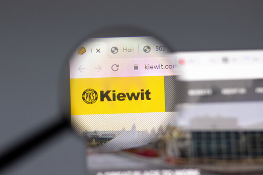New York, USA - 15 February 2021: Kiewit Corporation website in browser with company logo, Illustrative Editorial.