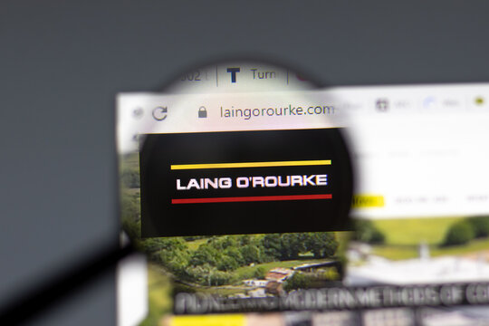 New York, USA - 15 February 2021: Laing O Rourke website in browser with company logo, Illustrative Editorial.