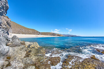 Spain. Beach of Los Muertos. Cabo de Gata. Almeria, Andalusia.