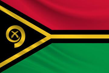 Flag of Vanuatu. Fabric texture of the flag of Vanuatu