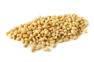 Cedar nuts isolated on the white