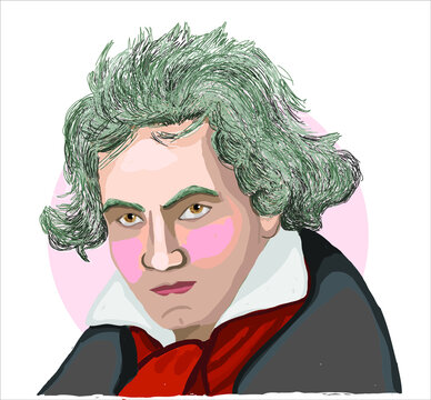 Ludwig Van Beethoven Vector Sketch Portrait Famous