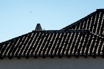 geometric roofs with tiles rows