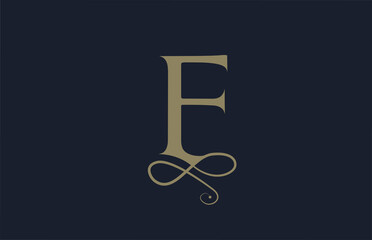 F elegant monogram ornament alphabet letter logo icon for business. Vintage corporate brading and lettering design for luxury products and company