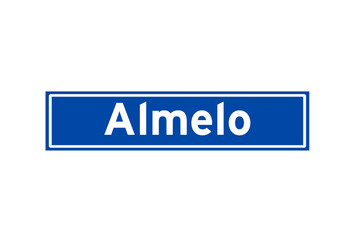 Almelo isolated Dutch place name sign. City sign from the Netherlands.