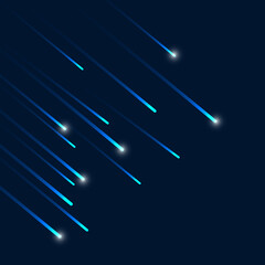 Shooting stars on dark background.