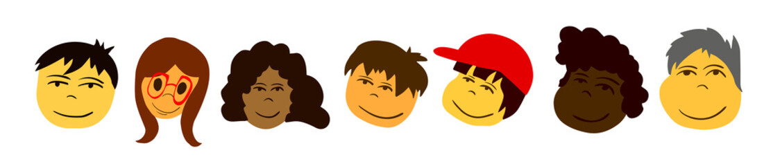 Set of People Faces. Vector illustration