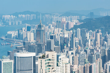 View of Central District at day time. Hong Kong.