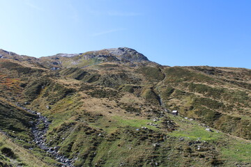 Fototapeta na wymiar Splügen Pass (Passo dello Spluga), Alpine mountain pass of the Lepontine Alps