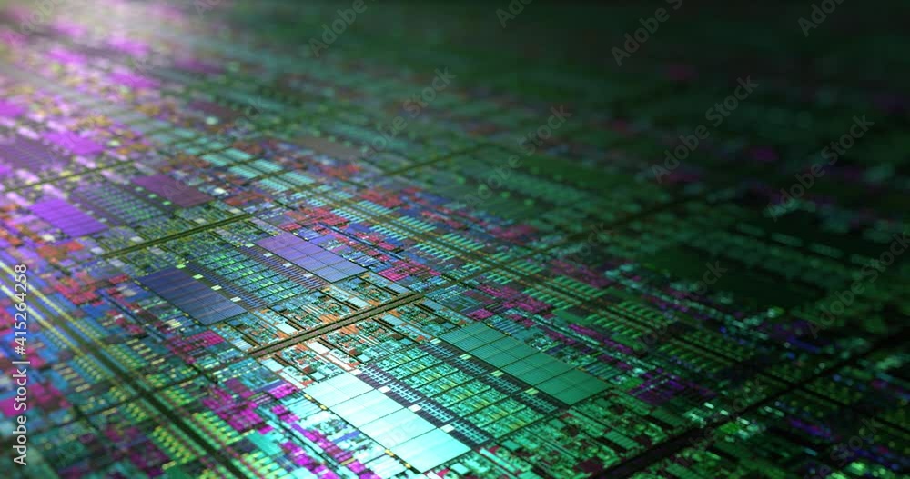 Poster silicon semiconductor lithography technology background. system on a chip soc concept. manufacturing