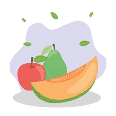 Healthy food fruits icon set vector design
