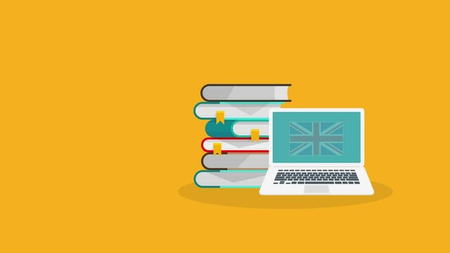 Learn English online on laptop computer. Study, education of foreign language lesson. internet learning course.	