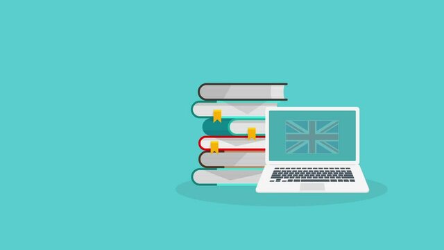 Learn English online on laptop computer. Study, education of foreign language lesson. internet learning course.	