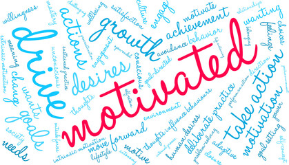 Motivated Word Cloud on a white background. 