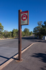 Red Route shuttle bus stop at Trail View Point. Arizona, USA