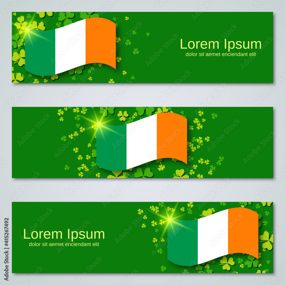 Poster st.patrick's day horizontal web banners vector collection