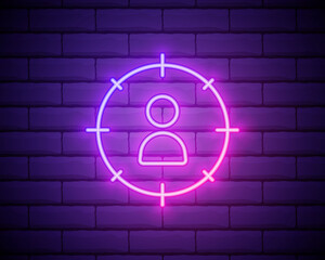 People Targeting Neon Sign. Vector Illustration of Business Promotion isolated on brick wall