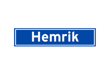Hemrik isolated Dutch place name sign. City sign from the Netherlands.
