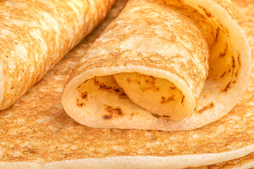 Fresh traditional pancakes for breakfast. Pancake Day. Russian pancakes. 