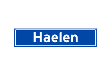 Haelen isolated Dutch place name sign. City sign from the Netherlands.