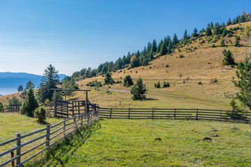 landscape with fence and mountains