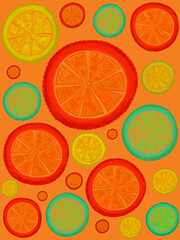 Digital illustration of colorful citrus slices