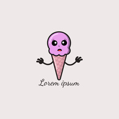 vector illustration of ice cream monster in flat style.