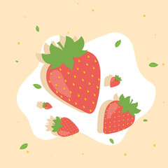 Healthy food strawberries fruits vector design