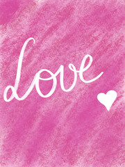 Fototapeta na wymiar Digital illustration of Love handwritten on a pink textured background for Valentines Day