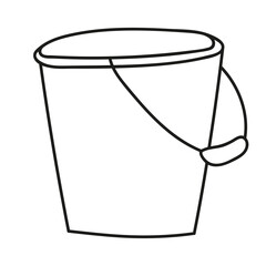 garden tools water bucket in doodle style 