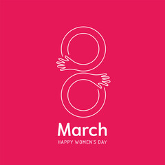 Creative 8 March logo vector design with International women's day icon.Women's day symbol.Minimalistic design for international women's day concept.Vector illustration
