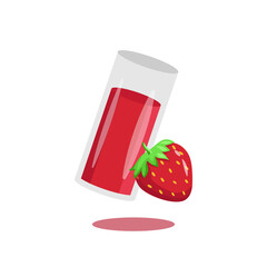 Stawberry juice cartoon vector icon illustration