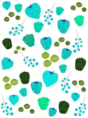 Digital illustration wallpaper of colorful berries with stems