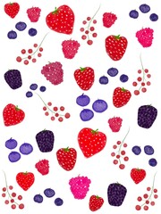 Digital illustration wallpaper of colorful berries with stems