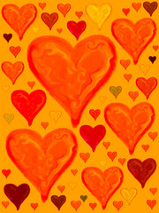 Digital illustration of decorative hearts for Valentines Day