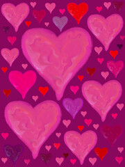 Digital illustration of decorative hearts for Valentines Day