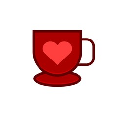 love cup icon logo. red composition. with a romantic design. suitable for web icons, mobile applications, company logos, restaurants, etc.