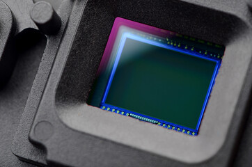 Closeup of electronic circuit board with processor