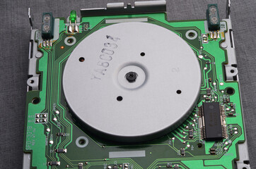 Closeup of electronic circuit board with processor
