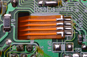 Closeup of electronic circuit board with processor