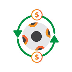 soccer ball transfer illlustration design. soccer ball transfer icon isolated on white background. ready use vector.