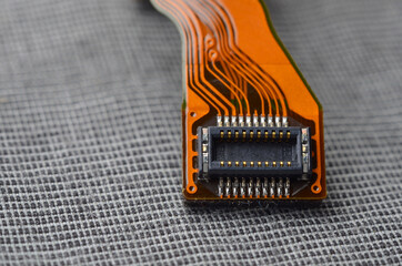 Closeup of electronic circuit board with processor