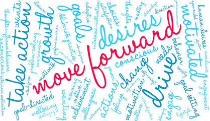 Move Forward Word Cloud on a white background. 