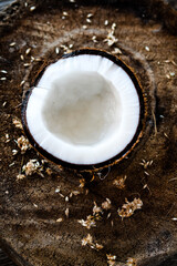Close up of the inside of a coconut