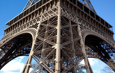 Fototapeta na wymiar detail of metalwork of Eiffel Tower, Paris, France
